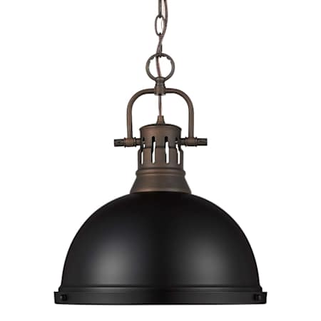 Golden Lighting Duncan 14" Wide Pendant Rubbed Bronze / Matte Black