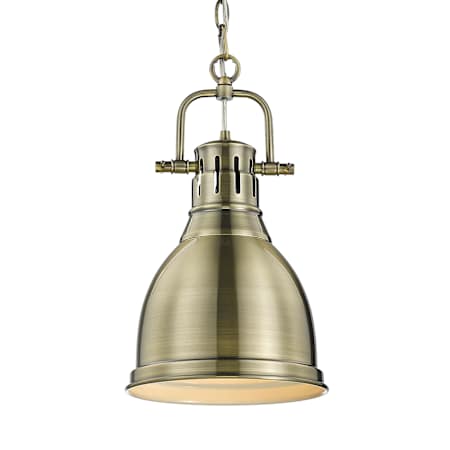 Golden Lighting Duncan 9" Wide Outdoor Chain Hung Mini Pendant Aged Brass