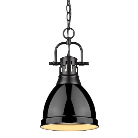 Golden Lighting Duncan Single Light 9" Wide Mini Pendant Black / Black