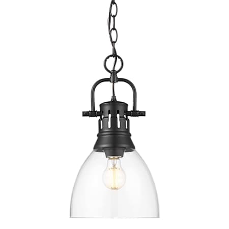 Golden Lighting Duncan 9" Wide Mini Pendant Matte Black / Clear