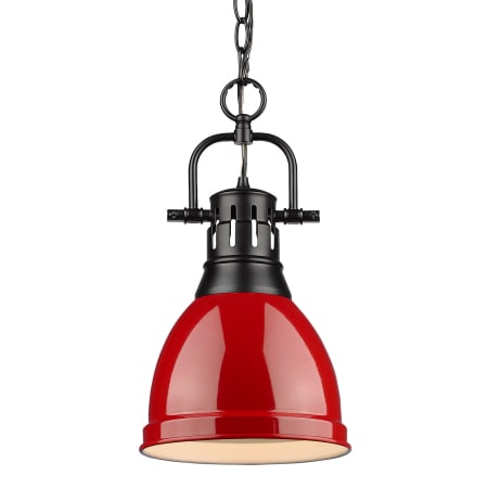 Golden Lighting Duncan Single Light 9" Wide Mini Pendant Black / Red