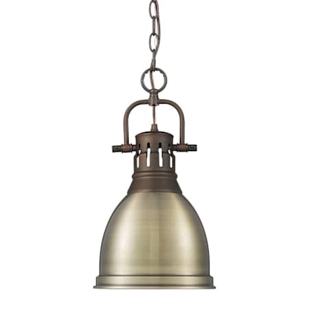 Golden Lighting Duncan 9" Wide Mini Pendant Rubbed Bronze / Aged Brass
