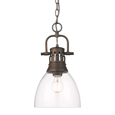 Golden Lighting Duncan 9" Wide Mini Pendant Rubbed Bronze / Clear