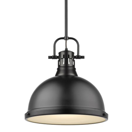 Golden Lighting Duncan Single Light 14" Wide Pendant Black / Matte Black