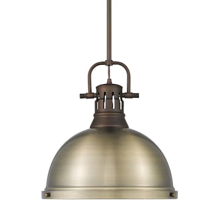 Golden Lighting Duncan 14" Wide Pendant Rubbed Bronze / Aged Brass