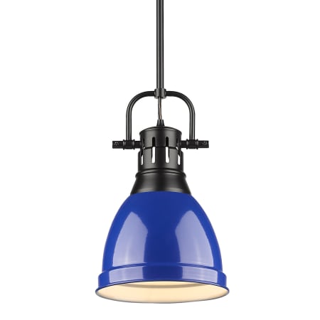 Golden Lighting Duncan Single Light 9" Wide Mini Pendant Black / Blue