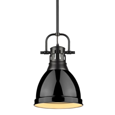 Golden Lighting Duncan Single Light 9" Wide Mini Pendant Black / Black