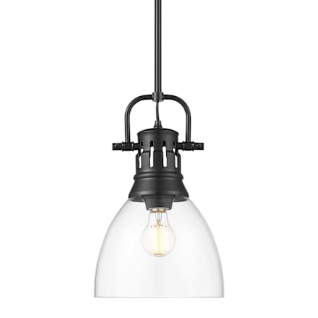 Golden Lighting Duncan 9" Wide Mini Pendant Matte Black / Clear