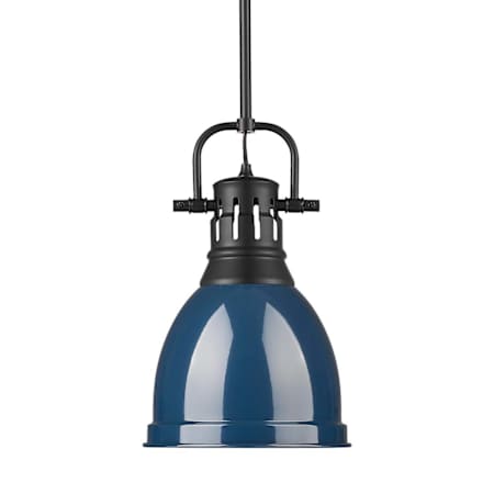 Golden Lighting Duncan 9" Wide Mini Pendant Matte Black / Matte Navy