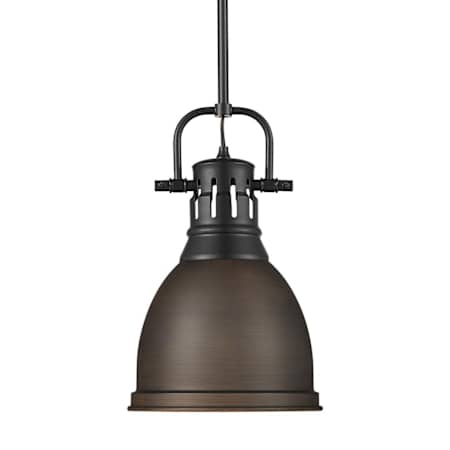 Golden Lighting Duncan 9" Wide Mini Pendant Matte Black / Rubbed Bronze