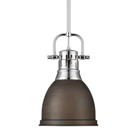 Golden Lighting Duncan 9" Wide Mini Pendant Matte Black / Rubbed Bronze