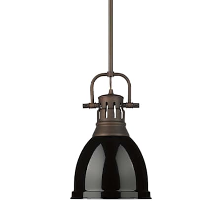 Golden Lighting Duncan 9" Wide Mini Pendant Rubbed Bronze / Black