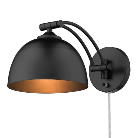 Golden Lighting Rey 8" Tall Hardwired or Plug-In Wall Sconce Matte Black / Matte Black