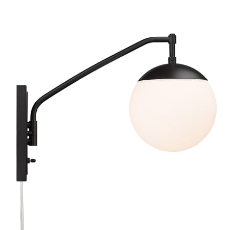 Golden Lighting Glenn 13" Tall Plug-In Wall Sconce with a Frosted Glass Shade Matte Black