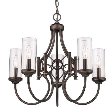 Golden Lighting Quincy 5 Light 23" Wide Taper Candle Chandelier with Clear Glass Shades Cordoban Bronze / Clear Glass