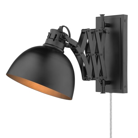 Golden Lighting Hawthorn 10" Tall Hardwired or Plug-In Wall Sconce Matte Black / Matte Black