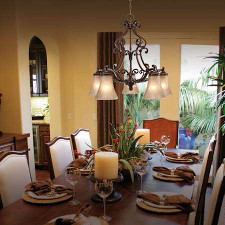 5 Light Chandelier Russet Bronze Finish Room View