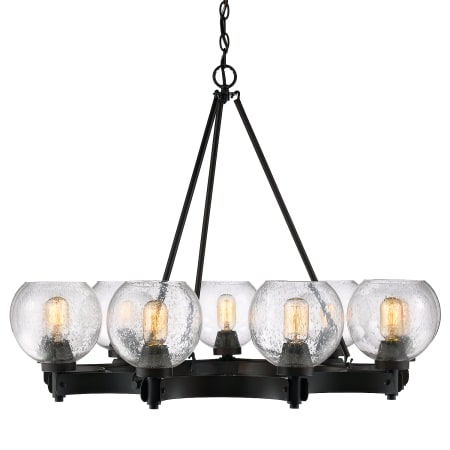 Golden Lighting Galveston 9 Light Mini Chandelier with Seedy Glass Shades Rubbed Bronze