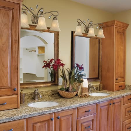 3 Light Bathroom Fixture Rose Gold Finish Room View