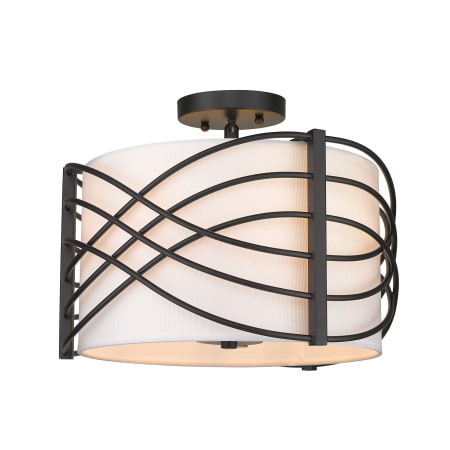 Golden Lighting Zara 3 Light 14" Wide Semi-Flush Drum Ceiling Fixture Matte Black