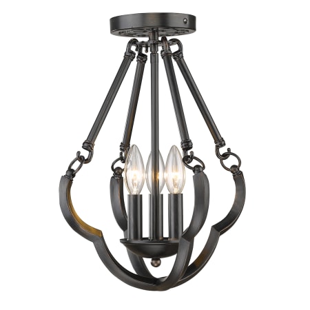 Golden Lighting Saxon 3 Light 12-1/2" Wide Semi Flush Ceiling Fixture Aged Bronze