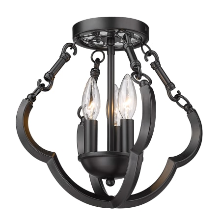 Golden Lighting Saxon 3 Light 13" Wide Semi-Flush Ceiling Fixture Matte Black