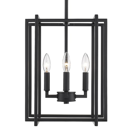 Golden Lighting Tribeca 4 Light 12" Wide Taper Candle Pendant Black / Black
