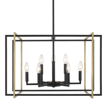 Golden Lighting Tribeca 9 Light 26" Wide Taper Candle Chandelier Black / Aged Brass