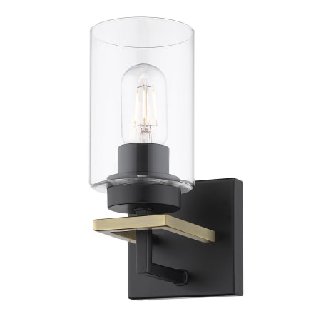 Golden Lighting Tribeca Single Light 10" Tall Bathroom Sconce Black / Aged Brass