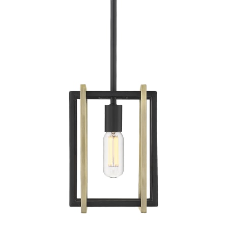 Golden Lighting Tribeca Single Light 7" Wide Mini Pendant Black / Aged Brass