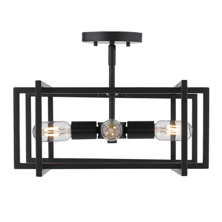 Golden Lighting Tribeca 4 Light 16" Wide Semi-Flush Square Ceiling Fixture Black / Black