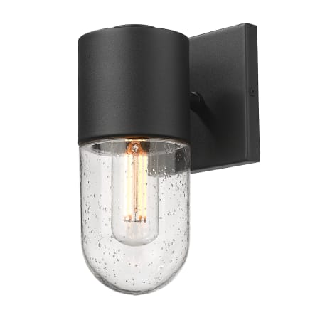 Golden Lighting Ezra 10" Tall Wall Sconce with Seedy Glass Shade Natural Black
