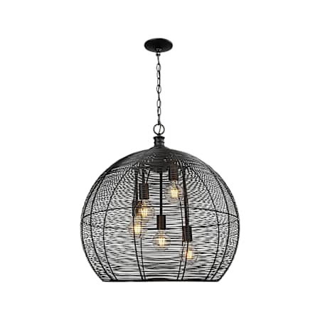 Golden Lighting Calypso 5 Light 25" Wide Pendant Matte Black
