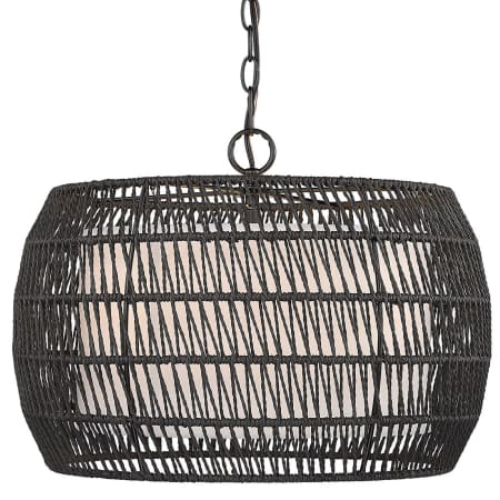 Golden Lighting Everly 4 Light 19" Wide Cage Pendant with Modern Black Rattan Shade Matte Black