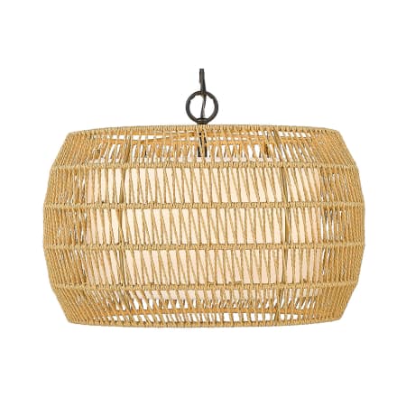 Golden Lighting Everly 4 Light 19" Wide Drum Chandelier Matte Black / Natural Rattan