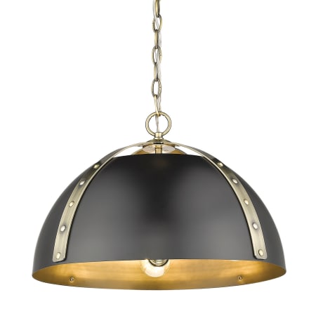 Golden Lighting Aldrich 3 Light 18" Wide Pendant Aged Brass / Matte Black