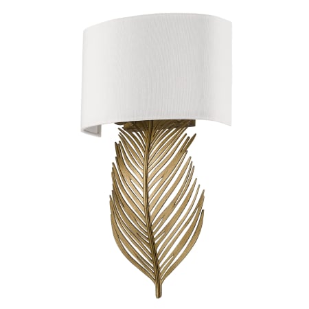 Golden Lighting Cay 2 Light 17" Tall Wall Sconce with Ivory Linen Shade Vintage Fired Gold