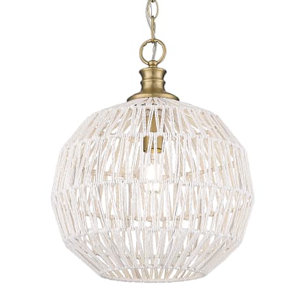 Golden Lighting Florence 14" Wide Pendant Brushed Champagne Bronze / Bleached White Raphia