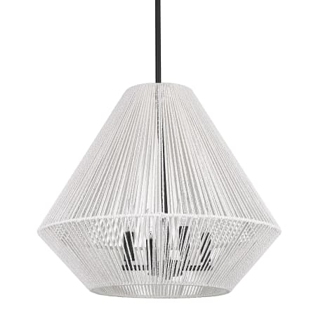Golden Lighting Valentina 4 Light 21" Wide Taper Candle Pendant Matte Black / Bleached White Raphia