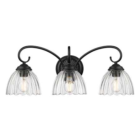 Golden Lighting Audra 3 Light 7" Wide Vanity Light Matte Black