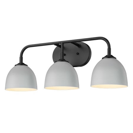 Golden Lighting Zoey 3 Light 25" Wide Bathroom Vanity Light with Grey Shades Matte Black