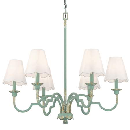 Golden Lighting Cheshire 6 Light 31" Wide Chandelier Antique Teal / White Rayon