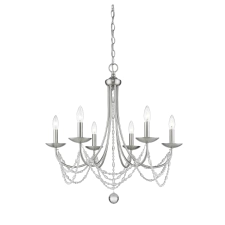 Golden Lighting Mirabella 6 Light 25" Wide Beaded Chandelier Pewter