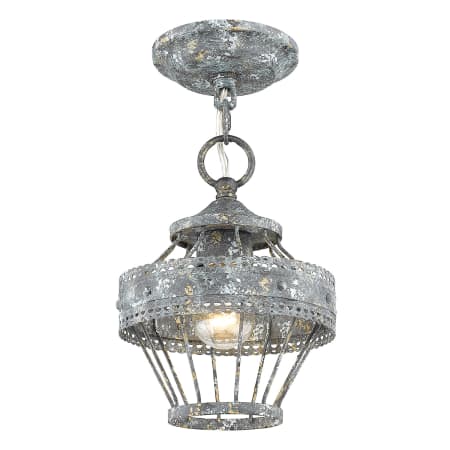 Golden Lighting Ferris Single Light 8" Wide Semi-Flush Ceiling Fixture / Pendant Blue Verde Patina