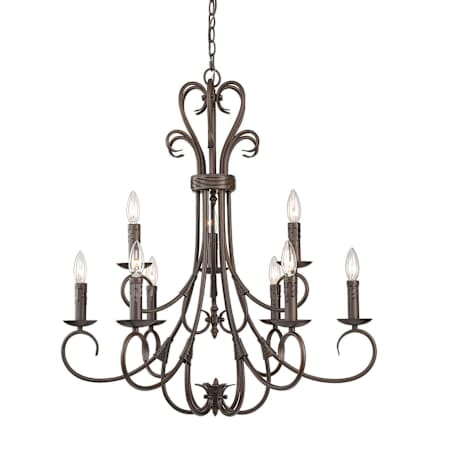 Golden Lighting Homestead 9 Light 28" Wide Taper Candle Style Chandelier Rubbed Bronze
