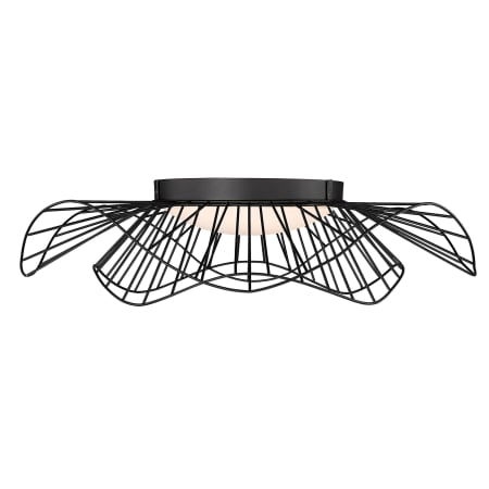Golden Lighting Elena 24" Wide LED Flush Mount Ceiling Fixture with a Frosted Glass Shade Natural Black