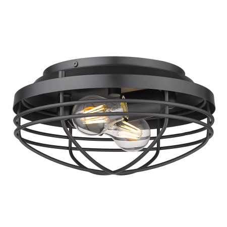 Golden Lighting Seaport 2 Light 12" Wide Flush Mount Bowl Ceiling Fixture Matte Black
