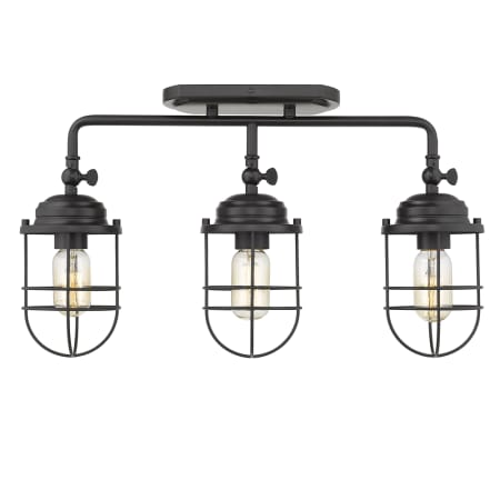 Golden Lighting Seaport 3 Light 21" Wide Semi-Flush Ceiling Fixture Black