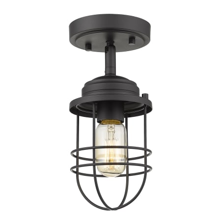 Golden Lighting Seaport 5" Wide Semi-Flush Ceiling Fixture Black