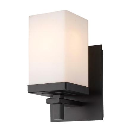 Golden Lighting Maddox 8" Tall Bathroom Sconce Matte Black / Opal